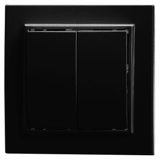 Выключатель 2-клавишный STEKKER, PSW10-9004-03, 250V, 10А, серия Эрна, черный, 39473