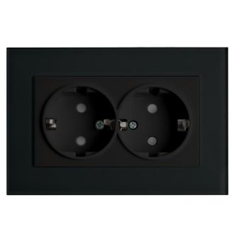 Розетка 2-местная c/з STEKKER, PST16-9014-03, с защитной шторкой, 250В, 16А, серия Эрна, черный, 39482