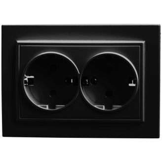 Розетка 2-местная c/з STEKKER, PST16-9014-03, с защитной шторкой, 250В, 16А, серия Эрна, черный, 39482