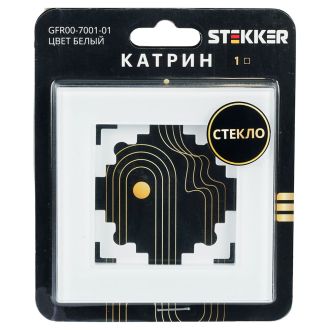 Рамка 1-местная, стекло, STEKKER, GFR00-7001-01, серия Катрин, белый, 39517