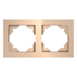 Рамка 2-местная, стекло, STEKKER, GFR00-7002-02, серия Катрин, шампань, 39528