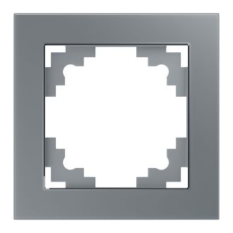 Рамка 1-местная, стекло, STEKKER, GFR00-7001-03, серия Катрин, серебро, 39531