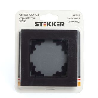 Рамка 1-местная, стекло, STEKKER, GFR00-7001-04, серия Катрин, шоколад, 39535