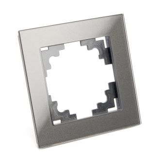 Рамка 1-местная, стекло, STEKKER, GFR00-7001-06, серия Катрин, графит, 39539