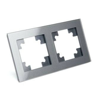 Рамка 2-местная, стекло, STEKKER, GFR00-7002-06, серия Катрин, графит, 39540