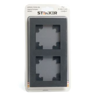 Рамка 2-местная, стекло, STEKKER, GFR00-7002-06, серия Катрин, графит, 39540
