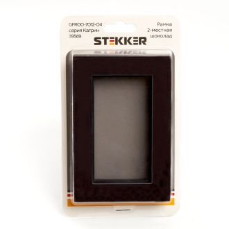 Рамка 2-местная (без перемычки), стекло, STEKKER, GFR00-7012-04, серия Катрин, шоколад, 39569