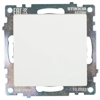 Переключатель 1-клавишный (механизм), STEKKER GLS10-7105-01, 250V, 10А, серия Катрин, белый, 39572