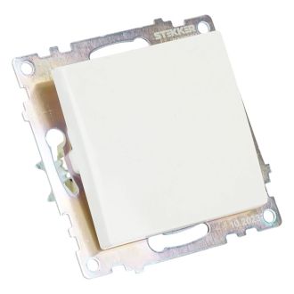 Переключатель 1-клавишный (механизм), STEKKER GLS10-7105-01, 250V, 10А, серия Катрин, белый, 39572