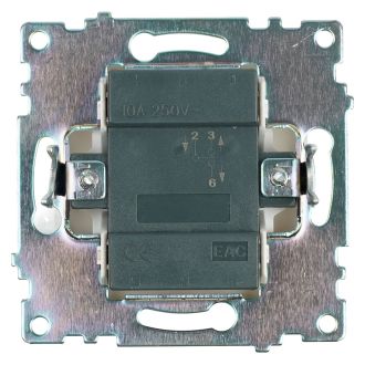 Переключатель 1-клавишный (механизм), STEKKER GLS10-7105-01, 250V, 10А, серия Катрин, белый, 39572