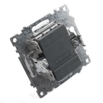 Выключатель 1-клавишный (механизм), STEKKER GLS10-7103-03, 250V, 10А, серия Катрин, серебро, 39575