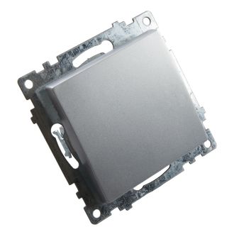 Выключатель 1-клавишный (механизм), STEKKER GLS10-7103-03, 250V, 10А, серия Катрин, серебро, 39575