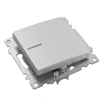 Выключатель 1-клавишный c индикатором (механизм) STEKKER GLS10-7101-03, 250В, 10А, серия Катрин, серебро, 39577