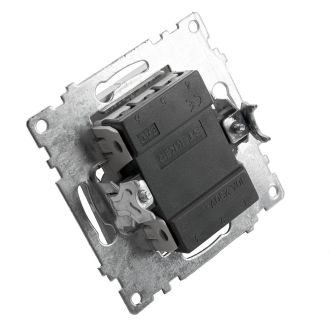 Выключатель 2-клавишный (механизм), STEKKER GLS10-7104-03, 250V, 10А, серия Катрин, серебро, 39578