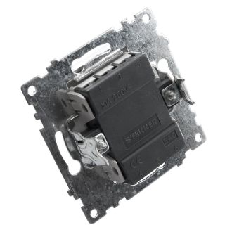 Выключатель 2-клавишный c индикатором (механизм), STEKKER GLS10-7102-03, 250В, 10А, серия Катрин, серебро, 39579