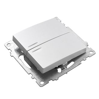 Выключатель 2-клавишный c индикатором (механизм), STEKKER GLS10-7102-03, 250В, 10А, серия Катрин, серебро, 39579