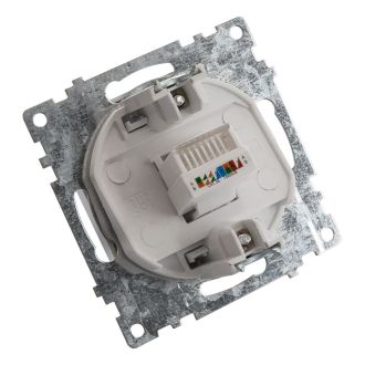 Розетка компьютерная 1-местная RJ-45 (механизм), STEKKER GLS00-7107-03, серия Катрин, серебро, 39585