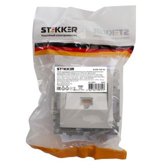 Розетка компьютерная 1-местная RJ-45 (механизм), STEKKER GLS00-7107-03, серия Катрин, серебро, 39585