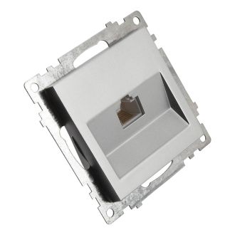 Розетка компьютерная 1-местная RJ-45 (механизм), STEKKER GLS00-7107-03, серия Катрин, серебро, 39585
