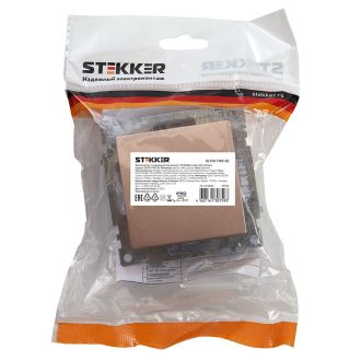 Выключатель 1-клавишный STEKKER GLS10-7103-02, 250В, 10А, серия Катрин, шампань, 39589