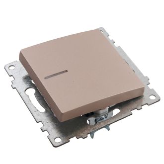 Выключатель 1-клавишный c индикатором (механизм) STEKKER GLS10-7101-02, 250В, 10А, серия Катрин, шампань, 39591