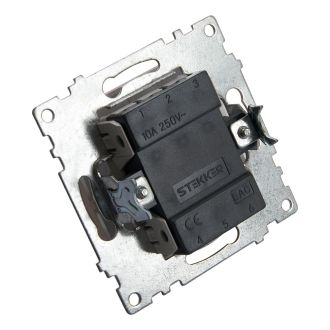 Выключатель 2-клавишный (механизм), STEKKER GLS10-7104-02, 250V, 10А, серия Катрин, шампань, 39592