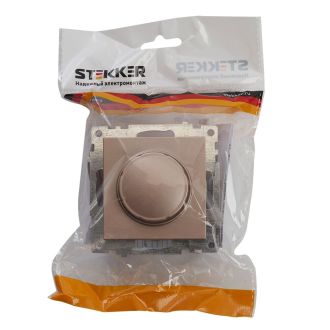 Выключатель диммирующий TRIAC(механизм), STEKKER GLS10-7106-02, 250V, 500W, серия Катрин, шампань, 39601
