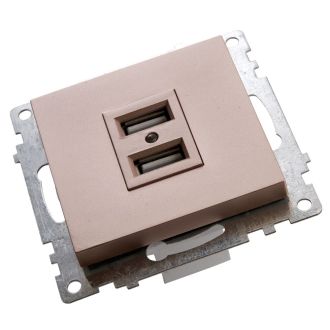 Розетка USB 2-местная (механизм), STEKKER GLS10-7115-02, 250B, 2,1A, серия Катрин, шампань, 39602