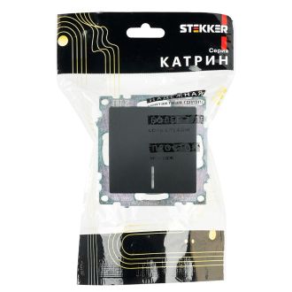 Выключатель 1-клавишный c индикатором (механизм) STEKKER GLS10-7101-05, 250В, 10А, серия Катрин, черный, 39605