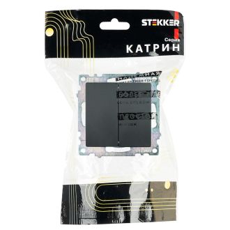 Выключатель 2-клавишный (механизм), STEKKER GLS10-7104-05, 250V, 10А, серия Катрин, черный, 39606