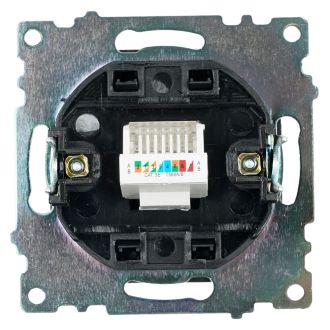 Розетка компьютерная 1-местная RJ-45 (механизм), STEKKER GLS00-7107-05, серия Катрин, черный, 39613