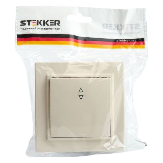 Переключатель 1-клавишный STEKKER PSW10-9005-02, 250В, 10А, серия Эрна, слоновая кость, 39618
