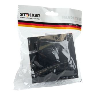 Переключатель 1-клавишный STEKKER PSW10-9005-03, 250В, 10А, серия Эрна, черный, 39619