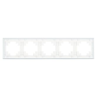 Рамка 5-местная, стекло, STEKKER, GFR00-7005-01, серия Катрин, белый, 39637
