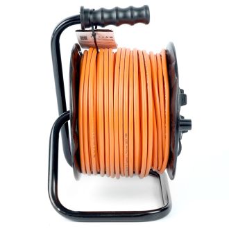 Удлинитель на пластиковой катушке Stekker STD02-41-50 50м, 4 гнезда с/з 3*1, оранжевый, серия Standart (UG), 39709