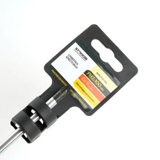 Отвертка крестовая STEKKER Ph 2 х 100 мм, Cr-V, SDM-PH2-100, 39770