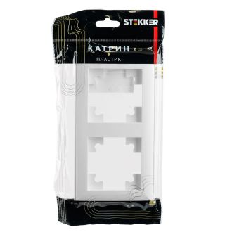 Рамка STEKKER, PFR00-7002-01 2-местная, пластик, серия Катрин, белый, 39793