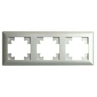 Рамка STEKKER, PFR00-7003-03 3-местная, пластик, серия Катрин, серебро, 39799