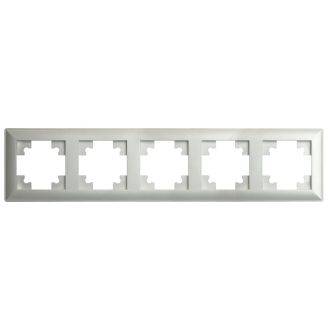 Рамка STEKKER, PFR00-7005-03 5-местная, пластик, серия Катрин, серебро, 39801