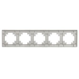 Рамка STEKKER, PFR00-7005-03 5-местная, пластик, серия Катрин, серебро, 39801