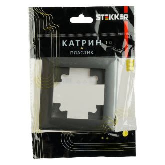 Рамка STEKKER, PFR00-7001-06 1-местная, пластик, серия Катрин, графит, 39807
