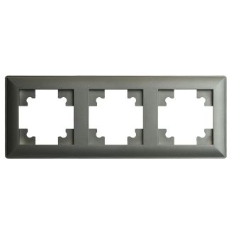 Рамка STEKKER, PFR00-7003-06 3-местная, пластик, серия Катрин, графит, 39809