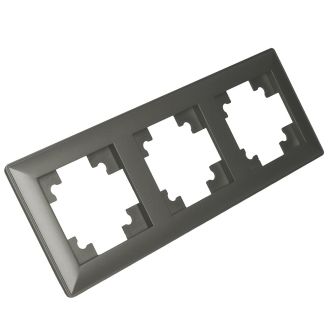 Рамка STEKKER, PFR00-7003-06 3-местная, пластик, серия Катрин, графит, 39809