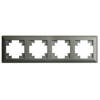 Рамка STEKKER, PFR00-7004-06 4-местная, пластик, серия Катрин, графит, 39810