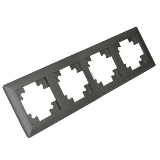 Рамка STEKKER, PFR00-7004-06 4-местная, пластик, серия Катрин, графит, 39810