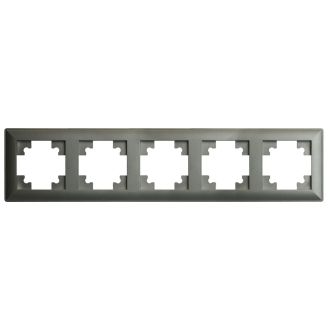 Рамка STEKKER, PFR00-7005-06 5-местная, пластик, серия Катрин, графит, 39811