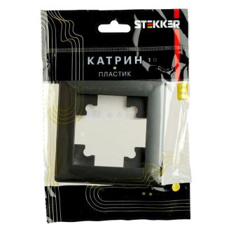 Рамка STEKKER, PFR00-7001-05 1-местная, пластик, серия Катрин, черный, 39812
