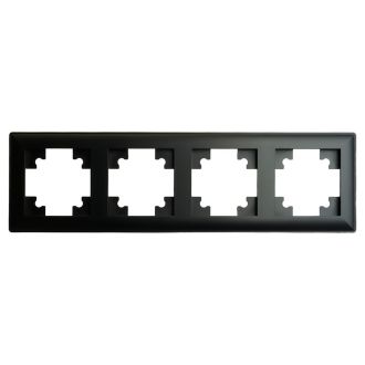 Рамка STEKKER, PFR00-7004-05 4-местная, пластик, серия Катрин, черный, 39815