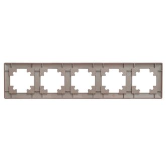 Рамка STEKKER, PFR00-7005-04 5-местная, пластик, серия Катрин, шоколад, 39821