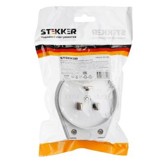 Вилка для плит STEKKER, PPG32-52-20, с/з, 250В, 32А, белый, 39827